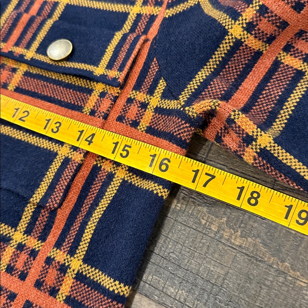 Rachel Zoe Plaid Zip Front Sweater Jacket Shacket Navy Blue Orange NWOT XS - Picture 15 of 16